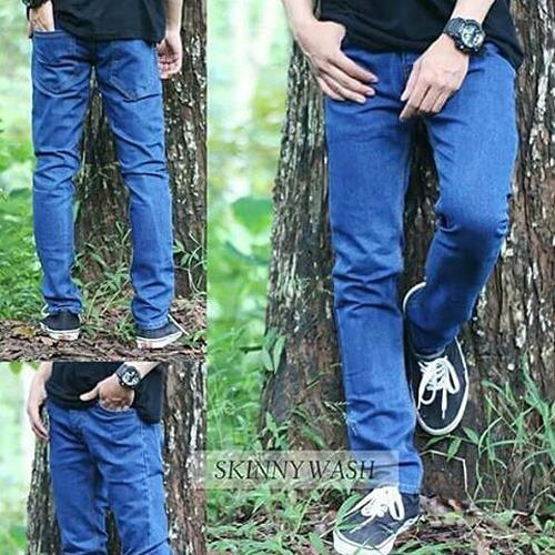 Celana Jeans Pria Skiny Fit - Biruwash Celana Jeans Pria Skiny Fit - Biruwash