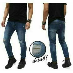 Celana Jeans Pria Sobek Denim Cowo