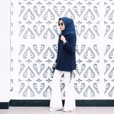 FARIZ COLLECTION Celana Jeans Putih Cutbray/celana lebar bagian bawah bahan stretch /karet