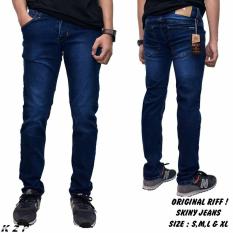 Celana jeans sekiny pria / celana panjang jeans denim RIFF (BIRU WOSCH)
