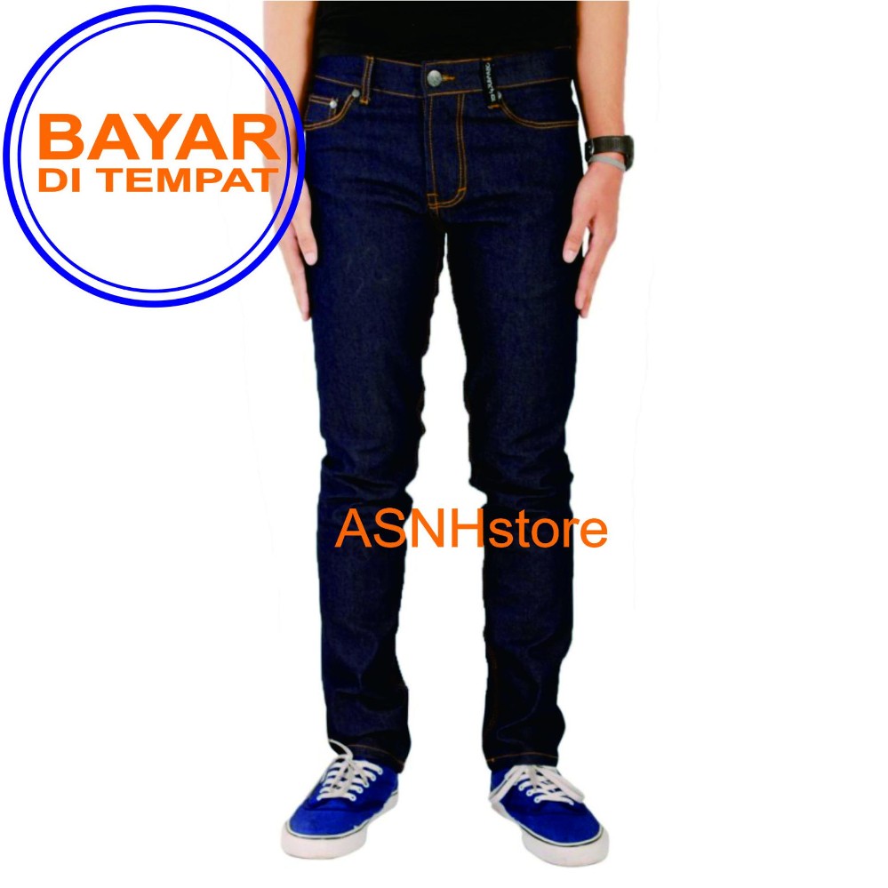 Celana jeans skinny / slimfit / pensil pria [black]