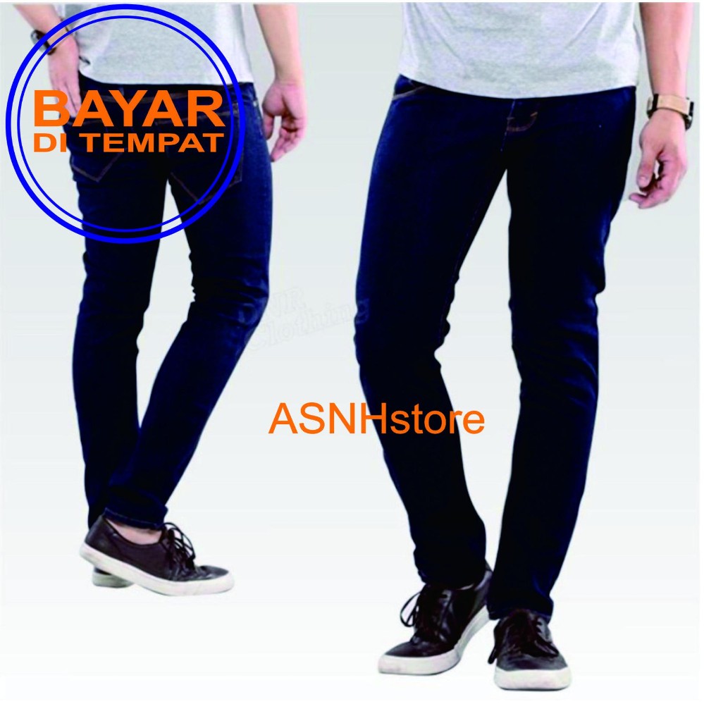 Celana jeans skinny / slimfit / pensil pria [black]