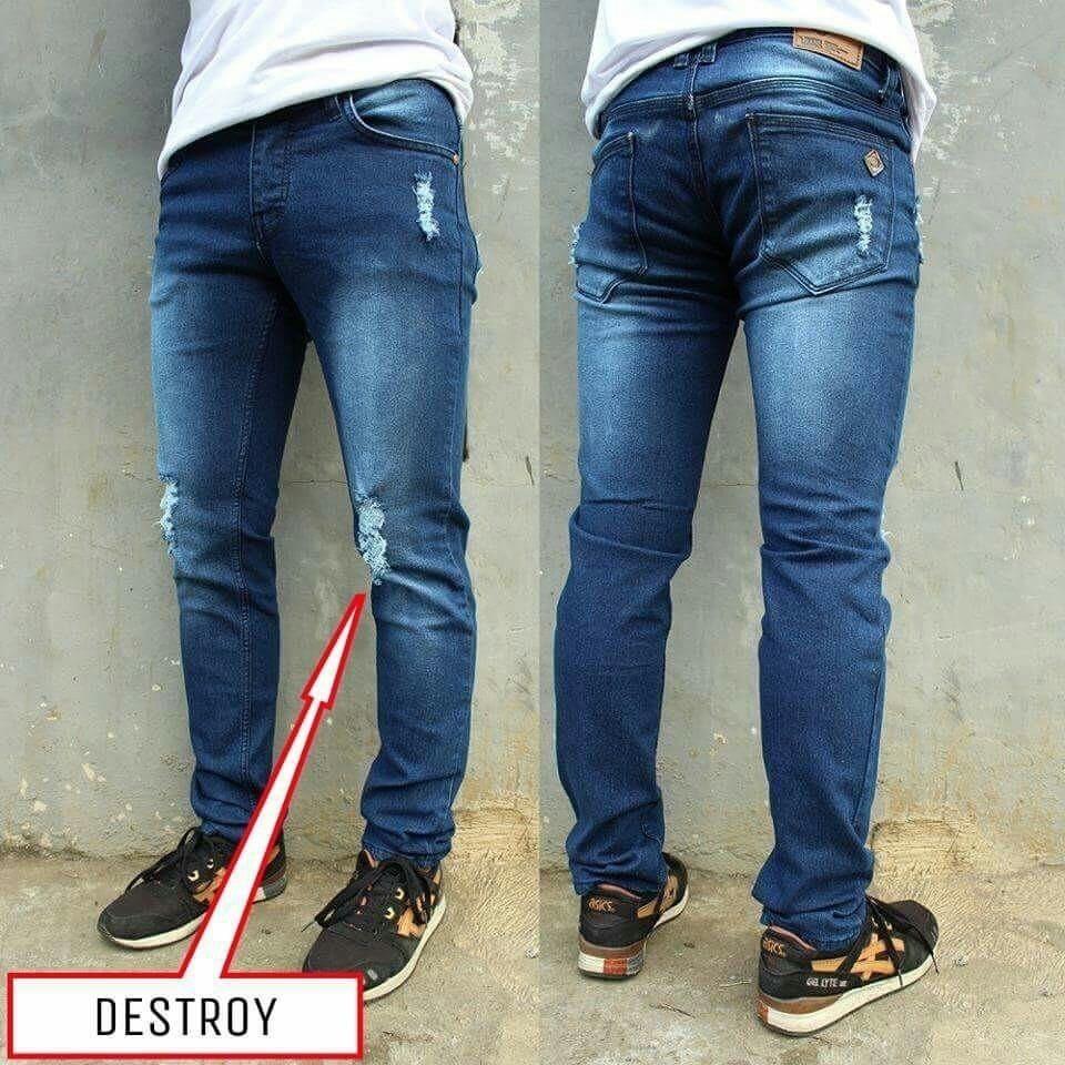 Celana Jeans Skinny Sobek Pria