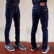 Celana jeans skiny pria biru dongker