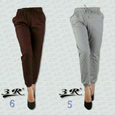 Celana Joger Katun Wanita 3R Original Ukuran XL coklat tua Gambar utama no 6