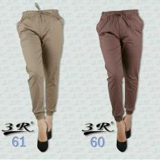 Celana Joger Katun Wanita 3R Original Ukuran XXL Krem Muda Gambar utama no 61