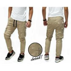 Celana Jogger Cargo Panjang Celana Pria Celana Distro Bandung Cream - 6Baca3