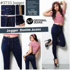 Celana Jogger/Joger Bahan Jeans Strecth Jumbo/Besar Cewe/Wanita - S9ibdl