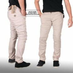 3R celana panjang katun chino pria crem
