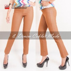 Celana Legging Zetha Celana Panjang Kerja Wanita Denim Coklat Muda Original Termurah