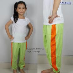 Celana Panjang - Celana Pajamas Anak - Hijau List Orange - Amaris