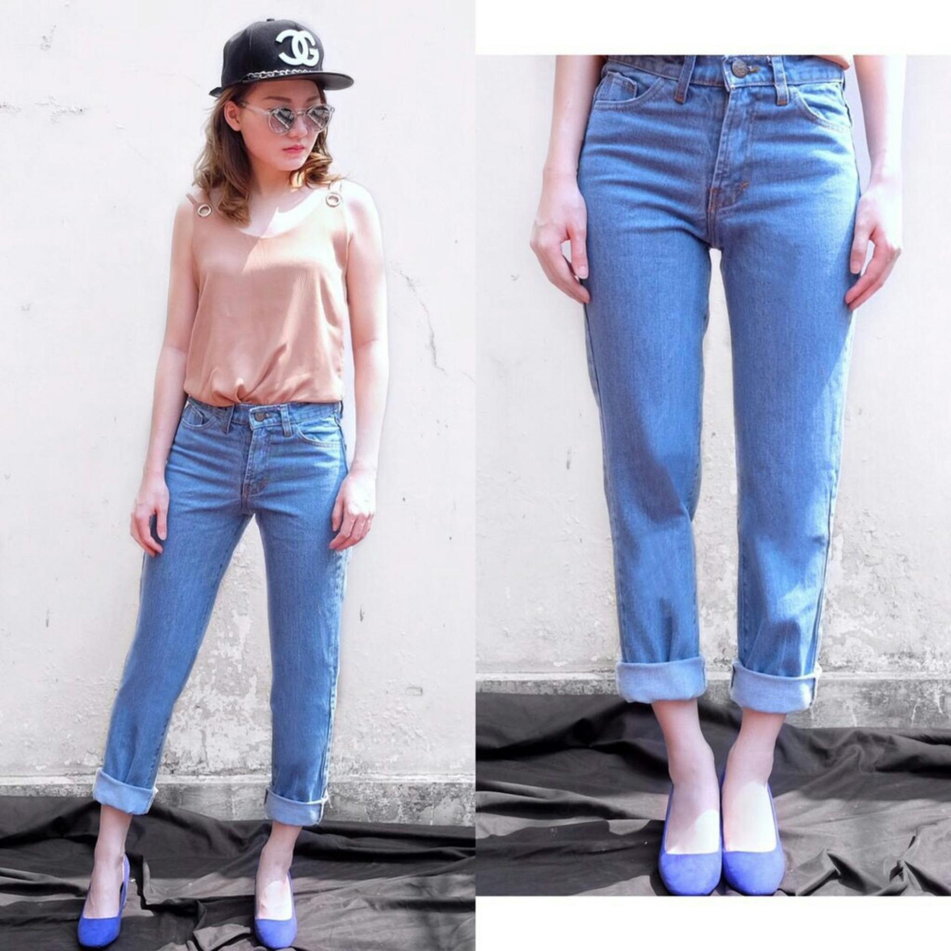 CELANA PANJANG JEANS WANITA BOYFRIEND PLAIN MEDIUM