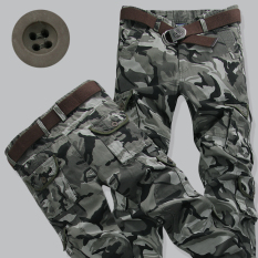 Kebugaran Kasual Remaja Yard Besar Longgar Keseluruhan Celana Pants Kamuflase (Lampu Hijau Abu-abu Kamuflase) (Lampu Hijau Abu-abu Kamuflase) Panjang Pants Man Pria Celana Chino Celana Cargo