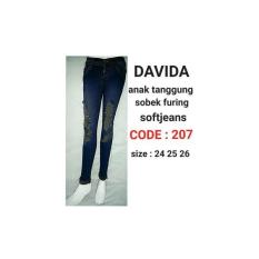 Celana Panjang Soft Jeans Cewek Wanita Sobek Ripped Anak Tanggung