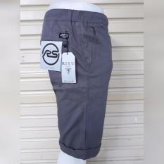 celana pendek pria pinggang karet bahan cotton strecth warna abu abu murah bagus