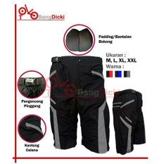 Celana Pendek Sepeda MTB Gunung 2in1 Padding Busa Keren - Hitam Abu