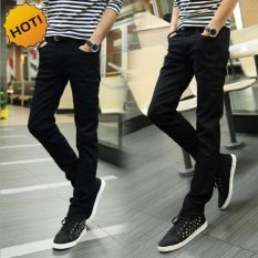 Celana Pria Skinny Fit / Celana Denim Street / Celana Murah Jahitan Rapi Resletig Kuat Hitam