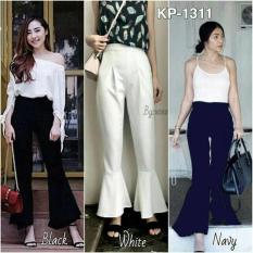 Celana Wanita Bahan Scuba White Navy Cutbray Mermaid Murah