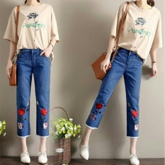 Celana Wanita - Fashionable - VR Rose baggy Jeans