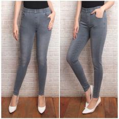 Celana wanita jegging/ pinggang karet/ elastis abu abu murah