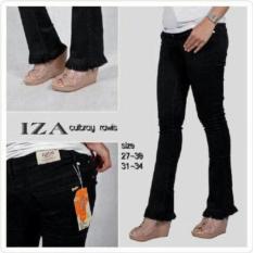 Celana Wanita Miss Hotty Fringe Cutbray Hitam Jeans Rumbai Rawis