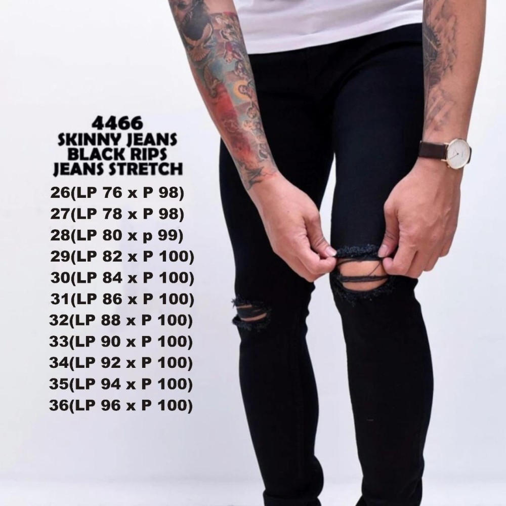 Celana Jeans Pria Hitam Sobek Skinny Stretch  Murah Size 26 s/d 36