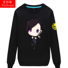 CF Karakter Kartun Pria atau Wanita Bagian Tipis Kaos Sweater (HITAM 1)