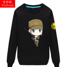 CF Karakter Kartun Pria atau Wanita Bagian Tipis Kaos Sweater (Hitam 2)