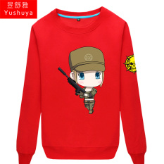 CF Karakter Kartun Pria atau Wanita Bagian Tipis Kaos Sweater (Merah 2)