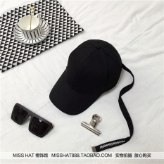 Topi Baseball Model Sama Logam Catok Tali Topi Model Biasa Hip Hop (Hitam + hitam tali)