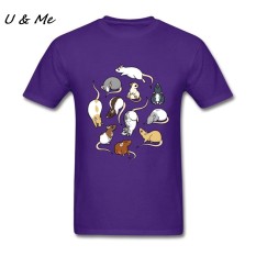 Jual Murah Modis Kaus Maker Lucu Tikus Pria Kaus Heather Pakaian untuk Atasan Kartun Ungu-Internasional