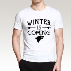Jual Murah Modis Kaus Permainan dari Thrones Musim Dingin Akan Datang Katun Ramping Sesuai Pendek Tee Kemeja untuk Pria Putih- internasional
