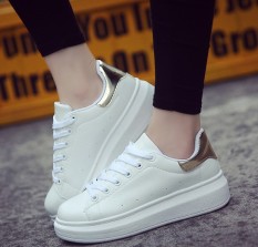 Jual Murah Wanita Putih Olahraga KOTAK SEPATU Kasual Babi Hutan Sepatu Tebal (Emas Putih)