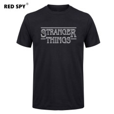 Jual Murah Pria T Kaus Modis Stranger Sesuatu Pria Kaus Katun Pria Lengan Pendek Kemeja Kaus Pria Hitam 001-Internasional