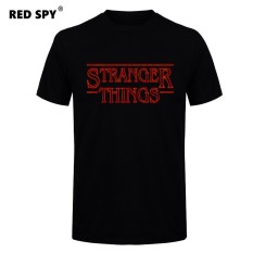 Jual Murah Pria T Kaus Modis Stranger Sesuatu Pria Kaus Katun Pria Lengan Pendek Kemeja Kaus Pria Hitam -Internasional