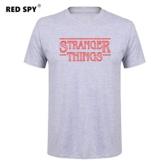Jual Murah Pria T Kaus Modis Stranger Sesuatu Pria Kaus Katun Pria Lengan Pendek Kemeja Kaus Pria Grey -Internasional