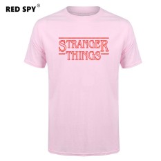 Jual Murah Pria T Kaus Modis Stranger Sesuatu Pria Kaus Katun Pria Lengan Pendek Kemeja Kaus Pria Merah Muda -Internasional