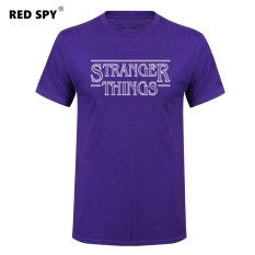 Jual Murah Pria T Kaus Modis Stranger Sesuatu Pria Kaus Katun Pria Lengan Pendek Kemeja Kaus Pria Ungu 002-Internasional