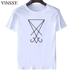 Dengan Harga Murah Kaos Online Sigil Lucifer Lengan Pendek Hari Ayah Kustom Pasangan T-shirt Pembaruan Ukuran Plus XXXL-Intl