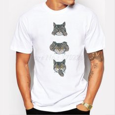 Termurah Hewan Kucing Dicetak T-shirt Pria T-shirt No Cat Jahat Desain Lucu Tops Lengan Pendek Casual Hipster Cool TEE- INTL