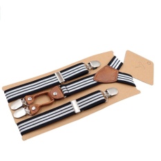 CHEER Anak-anak 4 Klip Stripe Suspender Adjustable Sabuk Y bentuk Belakang Suspender