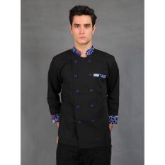 Chef Series Emerald Batik Tangan Panjang Baju Koki - Hitam Biru
