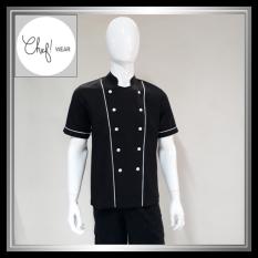 Chef Wear Baju Koki Hitam Lengan Pendek S-XXL (bis putih)