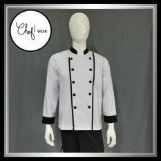 Chef Wear Baju Koki Putih Komb Garis S-XL