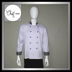 Chef Wear Baju Koki Putih Komb Ktk Htm S-XL