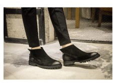 Chelsea Gaya Jepang Kulit Pria Dr. Martens Boots (Hitam)