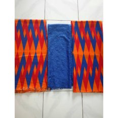 cherry kebaya bali set COUPLE kain satin Zig Zag orange dan atasan brokat sofia BIRU KC3071