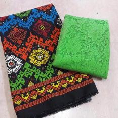 CBS - kebaya bali set kain satin sonvket negara hitam dan atasan brokat hijau daun