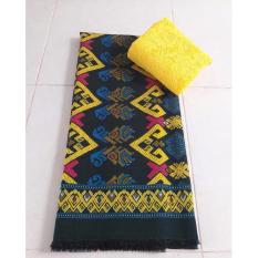 Cherry- Set kain satin bali murah songket bisma hijau dan brokat kuning lembaran - kuning lemon