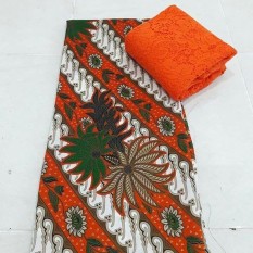 cherrykebaya - setelan kain satin bunga camelia batik uk. 2 mtr dan brokat lembaran uk. 1.5 mtr kebaya bali murah bahan kebaya pesta kebaya wisuda